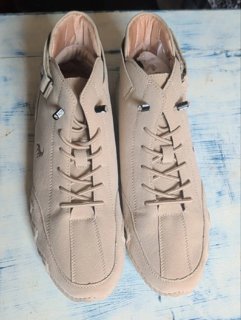 Dagy Men’s Beige Suede Casual High-Top Sneakers 12.5